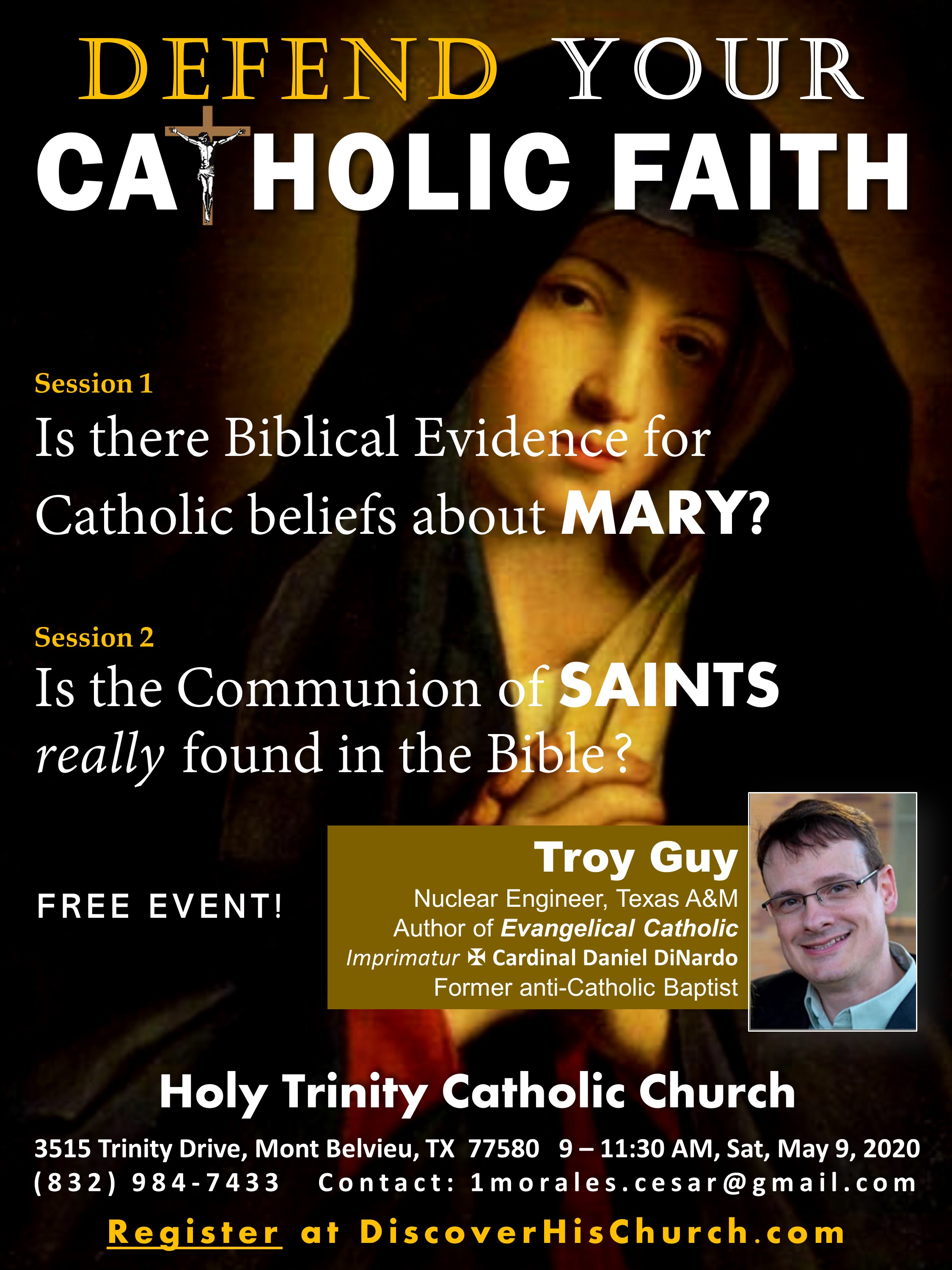 Upcoming Event – “Defend your Catholic faith! Mary and Saints”  – May 9, 2020