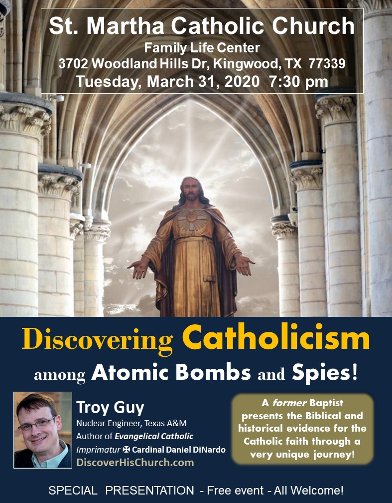 Upcoming Event – “Discovering Catholicism among Atomic Bombs and Spies!” – March 31, 2020